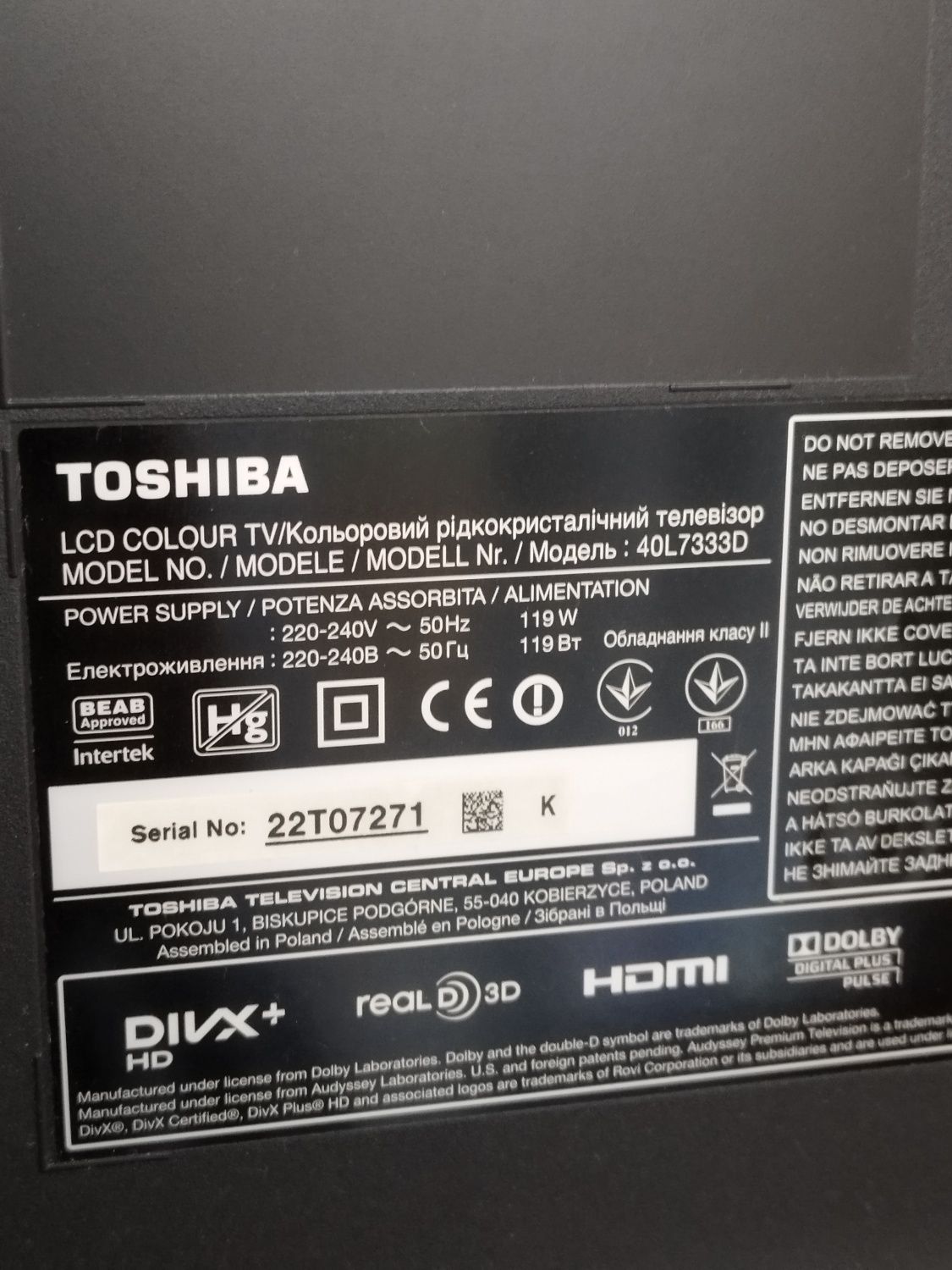 Смарт телевизор Toshiba 40"