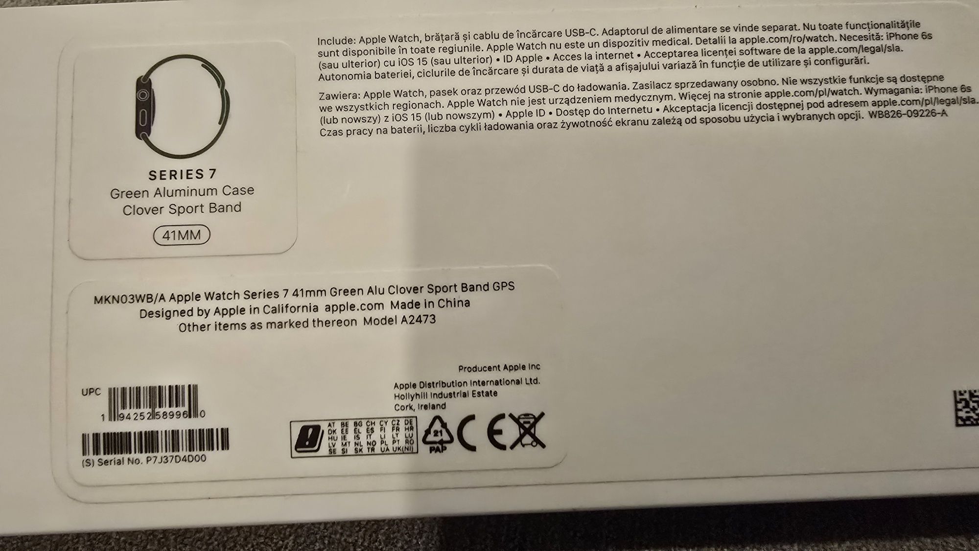 Apple Watch seria 7 Green, 41 mm