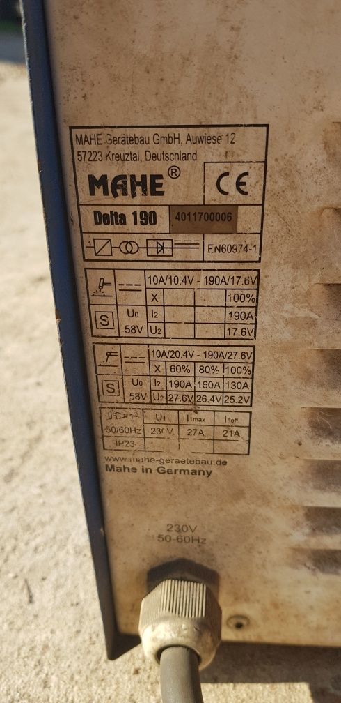 Invertor sudura profesional, Mahe, nemtesc, 190 amperi, monofazic