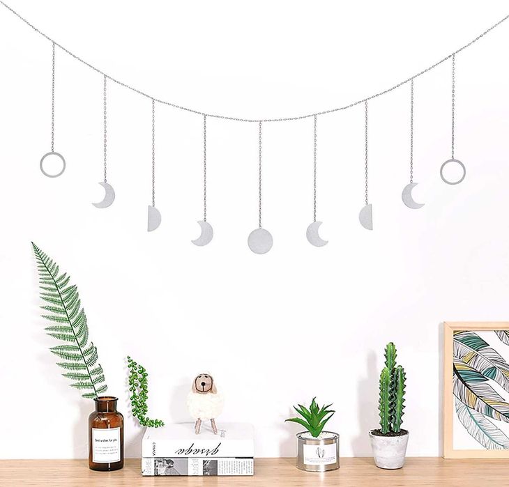 Висящ стенен лунен гирлянд декор Boho в сиво налични 2 броя