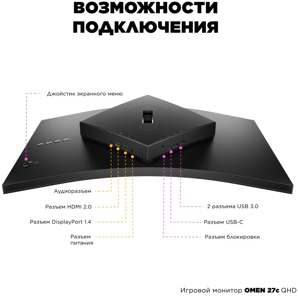 HP OMEN 27C; 2560 x 1440 WQHD; 240 Гц; 1 мс; VA