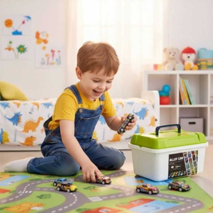 Комплект 50 бр състезателни колички, метални, в кутия