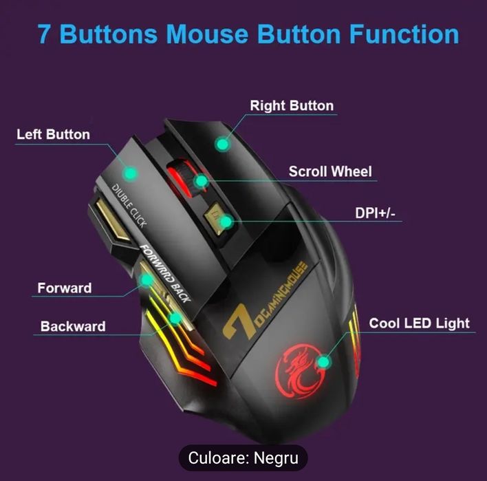 Mouse gaming RGB wireless