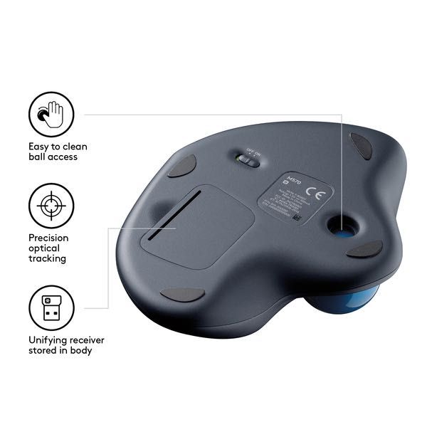 Logitech M575 Trackball Wireless Mouse Работайте с комфортом трекбола