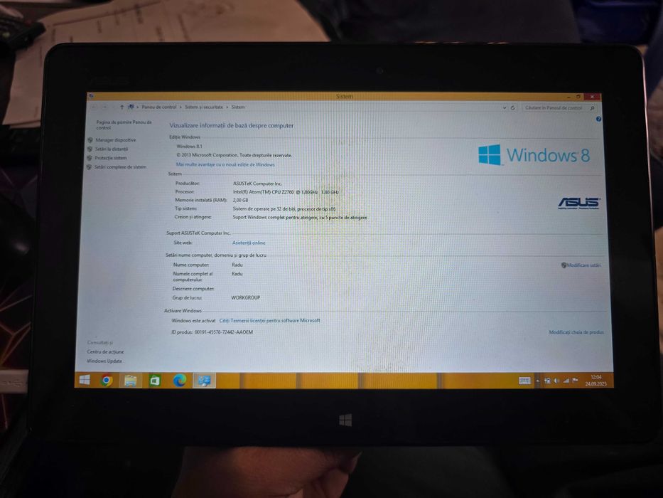 Tableta Asus cu Windows 8.1 Pro