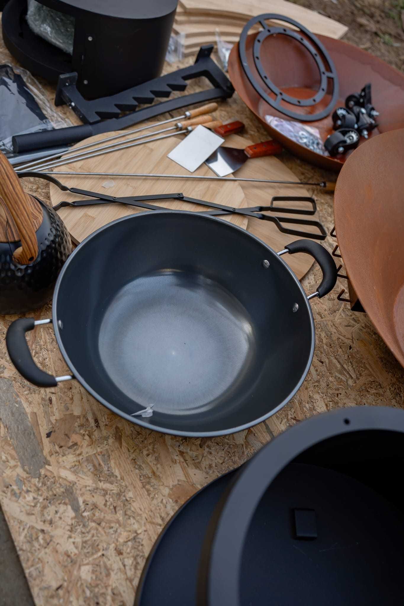 Gratar rotund cu plita inox / baza , cuva Corten