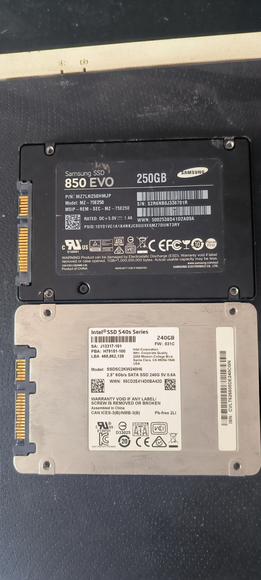 2 ssd Samsung si intel 250/240 gb