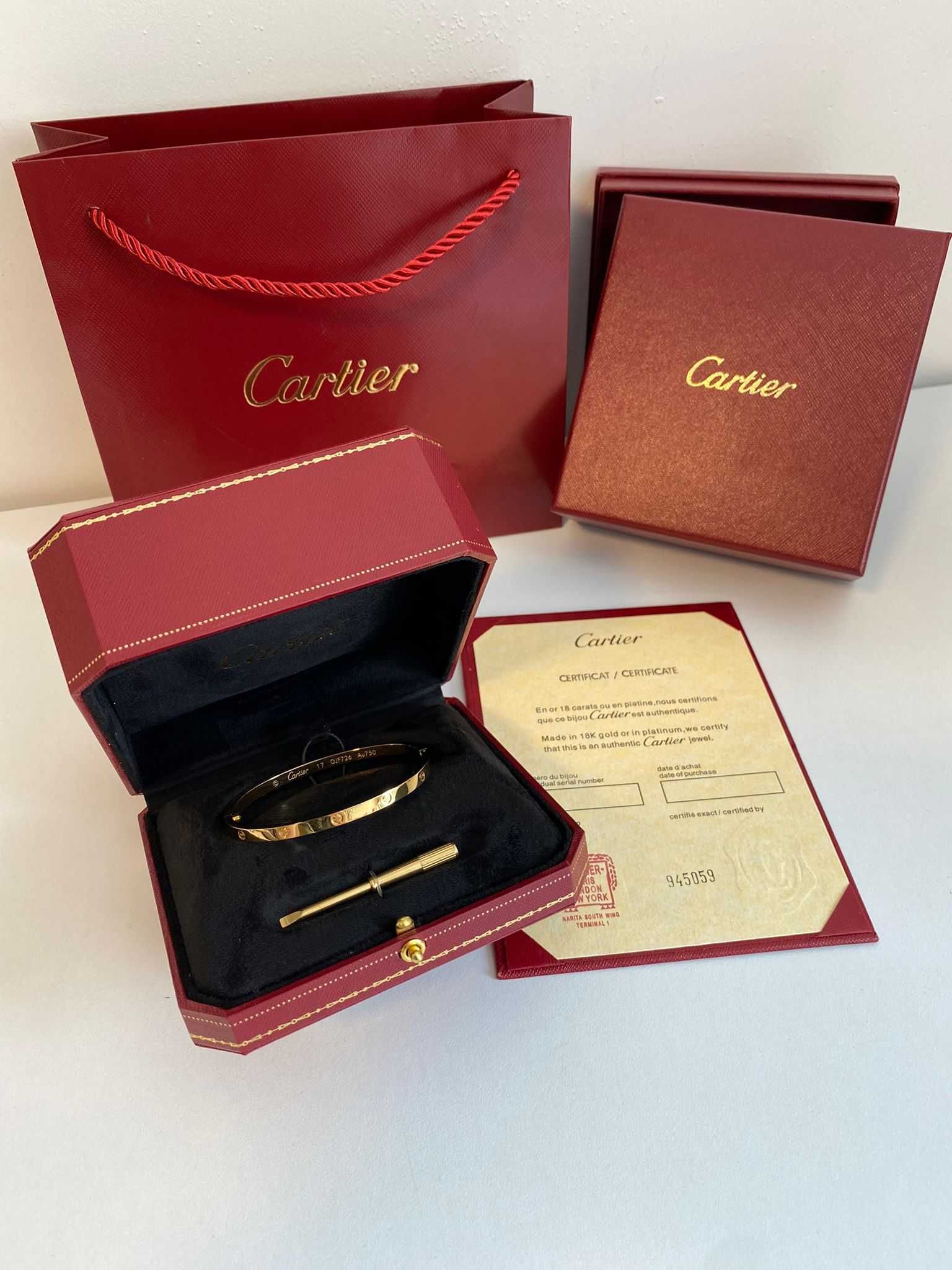 Brățară Cartier Love Slim 17 Gold 750 cu cutie