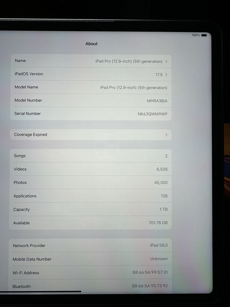 Vand iPad Pro 12.9” 1TB/16GB RAM M1 WiFi+5G