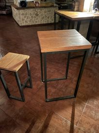 Дървена маса, бар маса с 2 стола