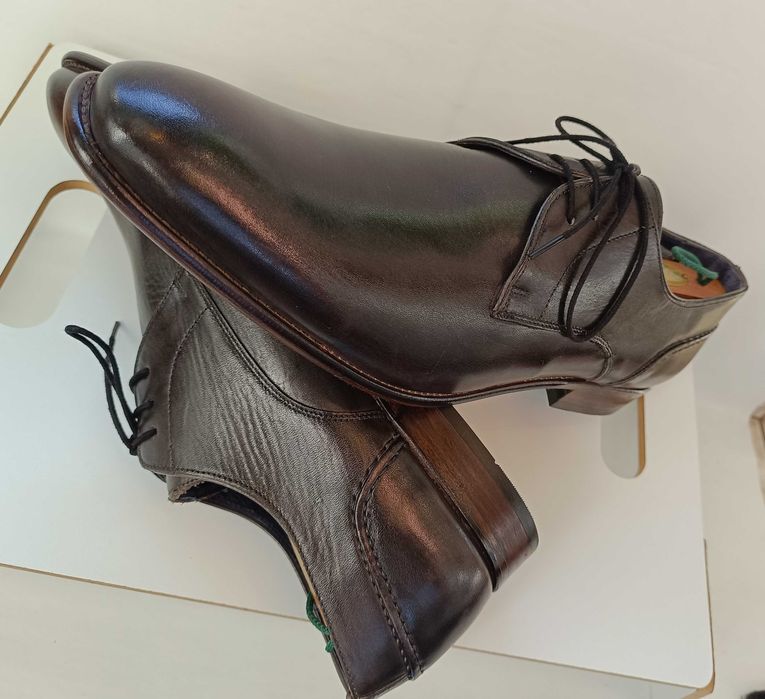 Pantofi derby 45.5 46 plain toe premium NELSON NOI piele naturala