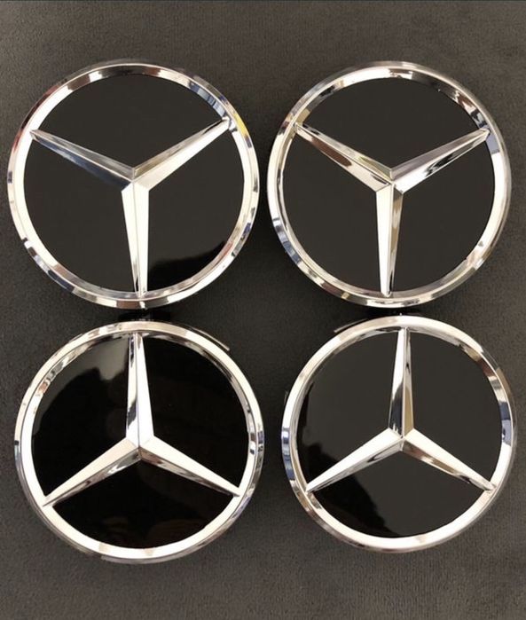 Set Capace Roti/Jante Mercedes Black Negre blue 75 mm class A B C E S