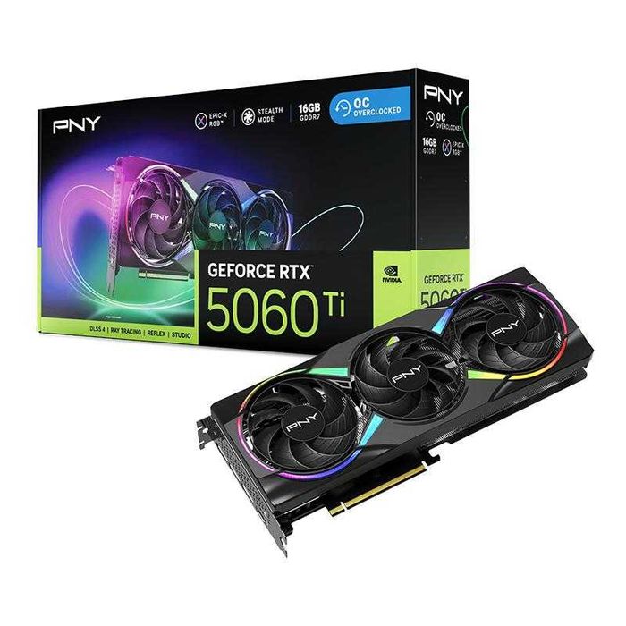 PNY GeForce RTX™ 5060 Ti 16GB EPIC-X RGB™ Overclocked Triple Fan GPU