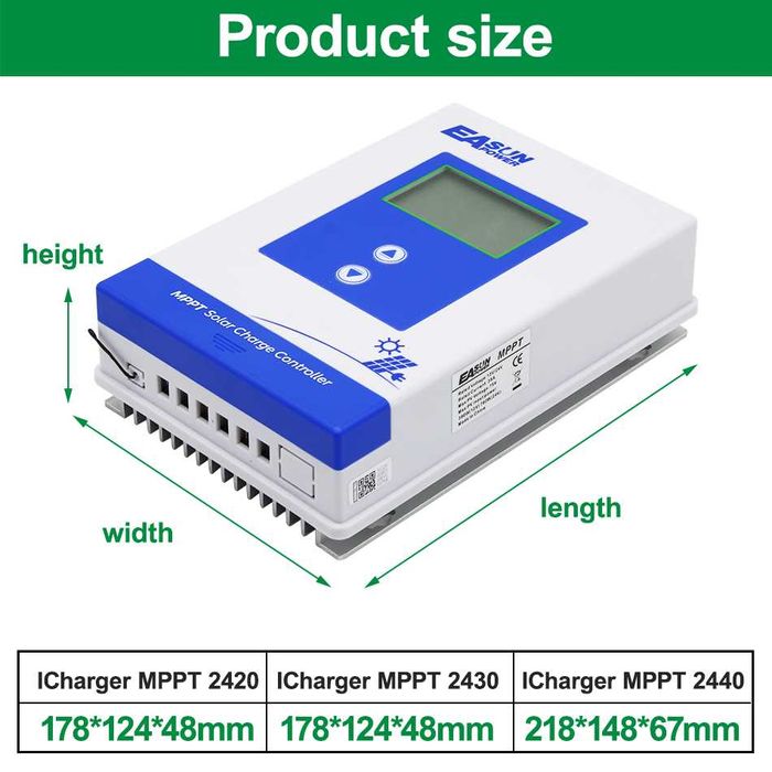 Controler încărcare solară Easun iCharger MPPT-2420, 12/24V, 20A (NOU)