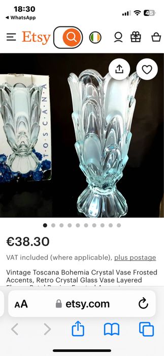 Кристална ваза Бохемия кристал Bohemia Crystal тосканска тежка ваза