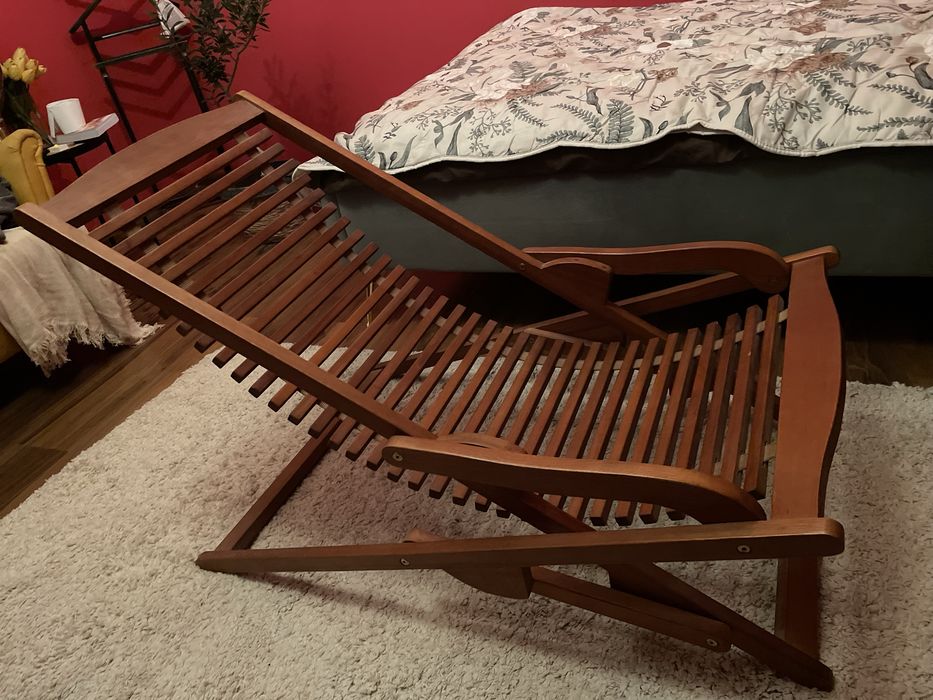 Sezlong lemn maro pliabil