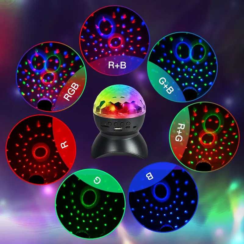 Glob LED roitativ Disco party portabil cu acumulator intern boxa BT