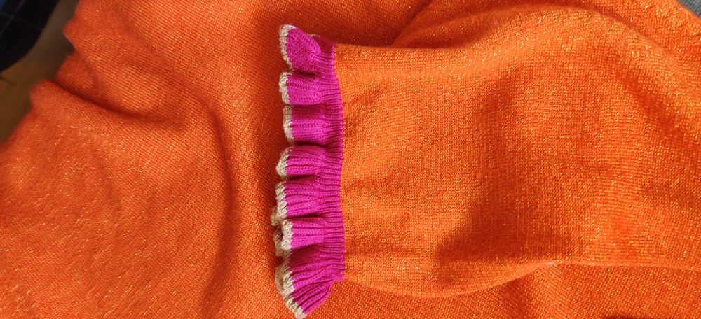 Tricou polo tricotat Numph roz portocaliu XL