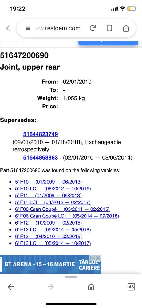 Suport radiatoare bmw f10, f06, f12, f13, f11, 7200690