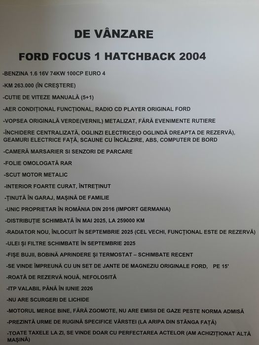 Ford Focus 1 1.6cm benzina 2004