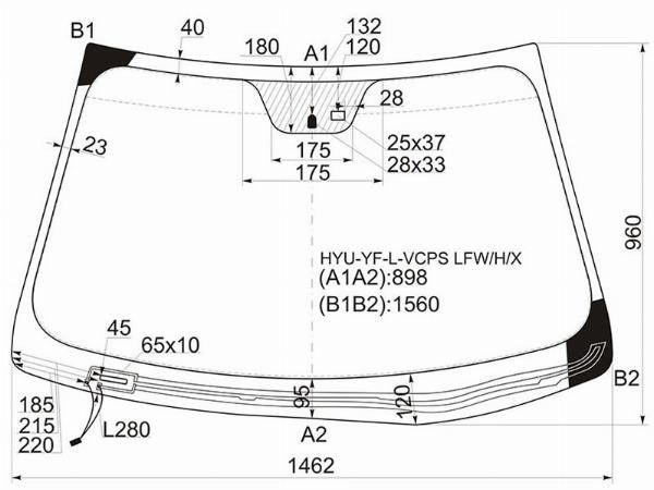 Стекло лобовое с обогревом щеток  Hyundai Sonata