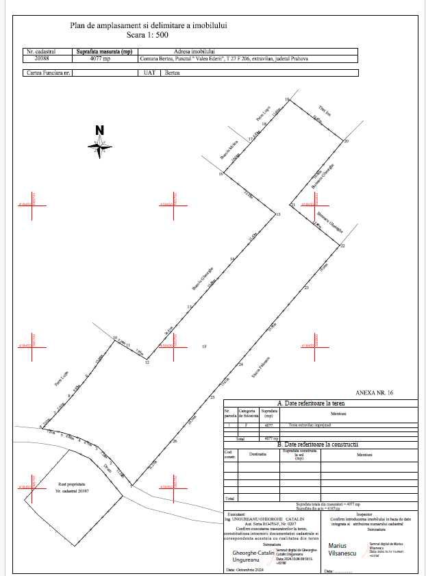 Vand teren extravilan 4715 m² (T 27, parcela F 206) in comuna BERTEA