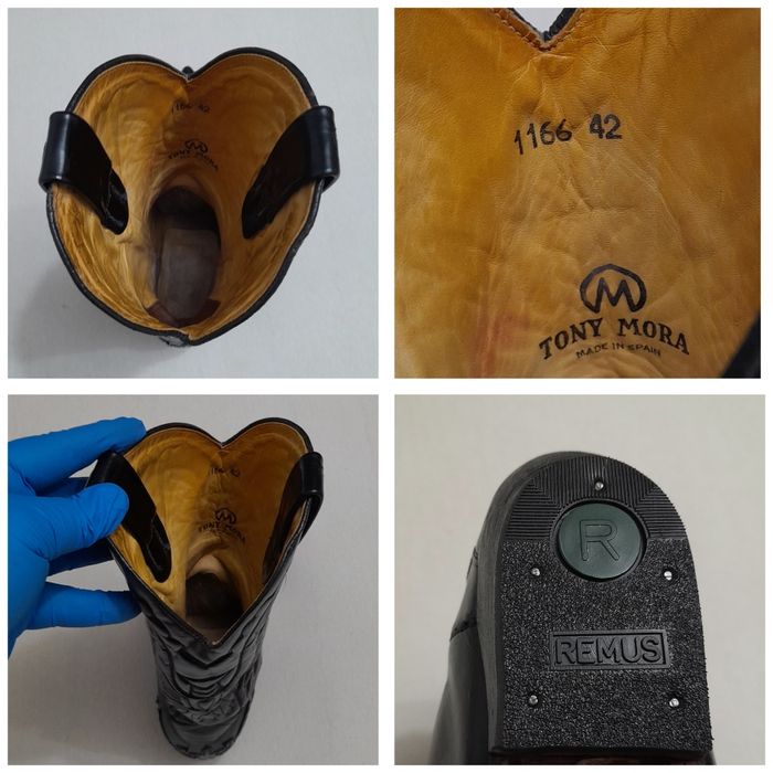 Cizme cowboy Tony Mora, ciocate Western, boots moto piele naturală 42