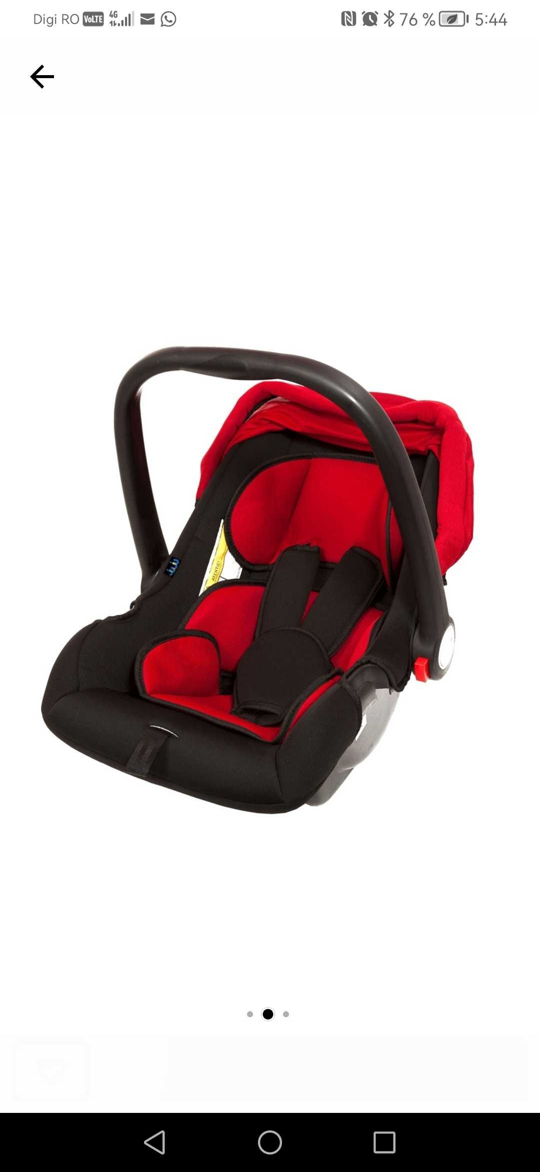 Scoică auto Juju Baby Boo, 0 - 13 kg, Negru/Rosu