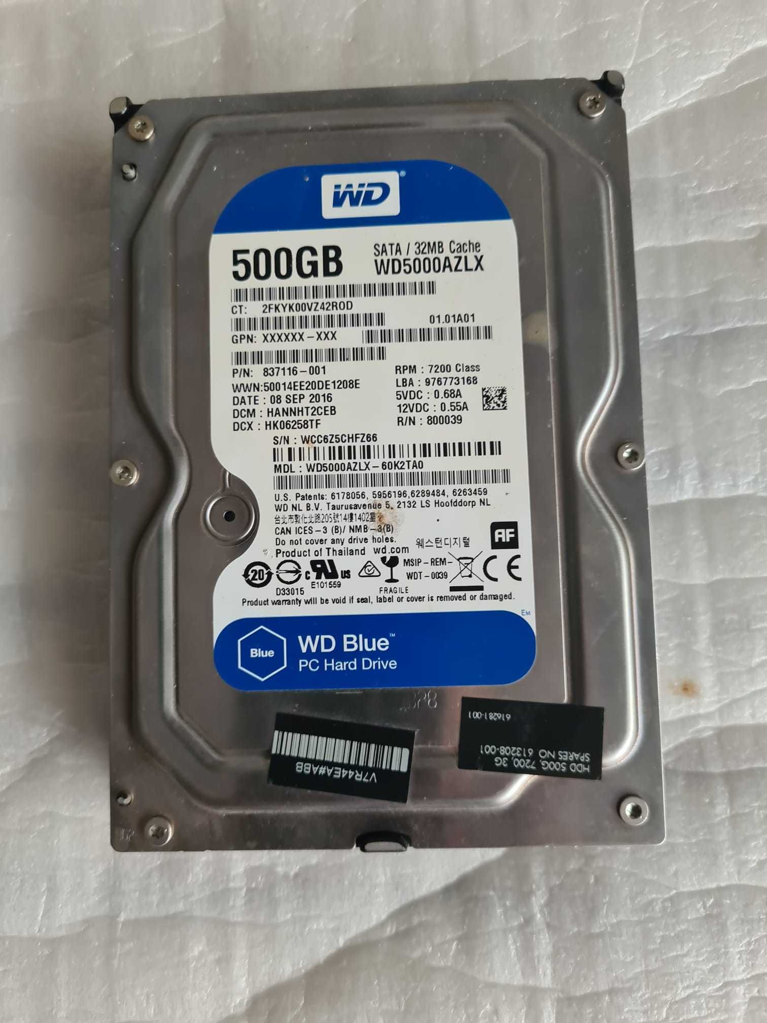 HDD de 500gb SATA Seagate,Western Digital,Toshiba  perfect functionale