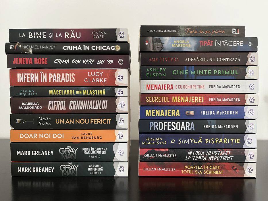 Colectie 21 carti thriller, politiste (biblioteca, carte, scriitor)