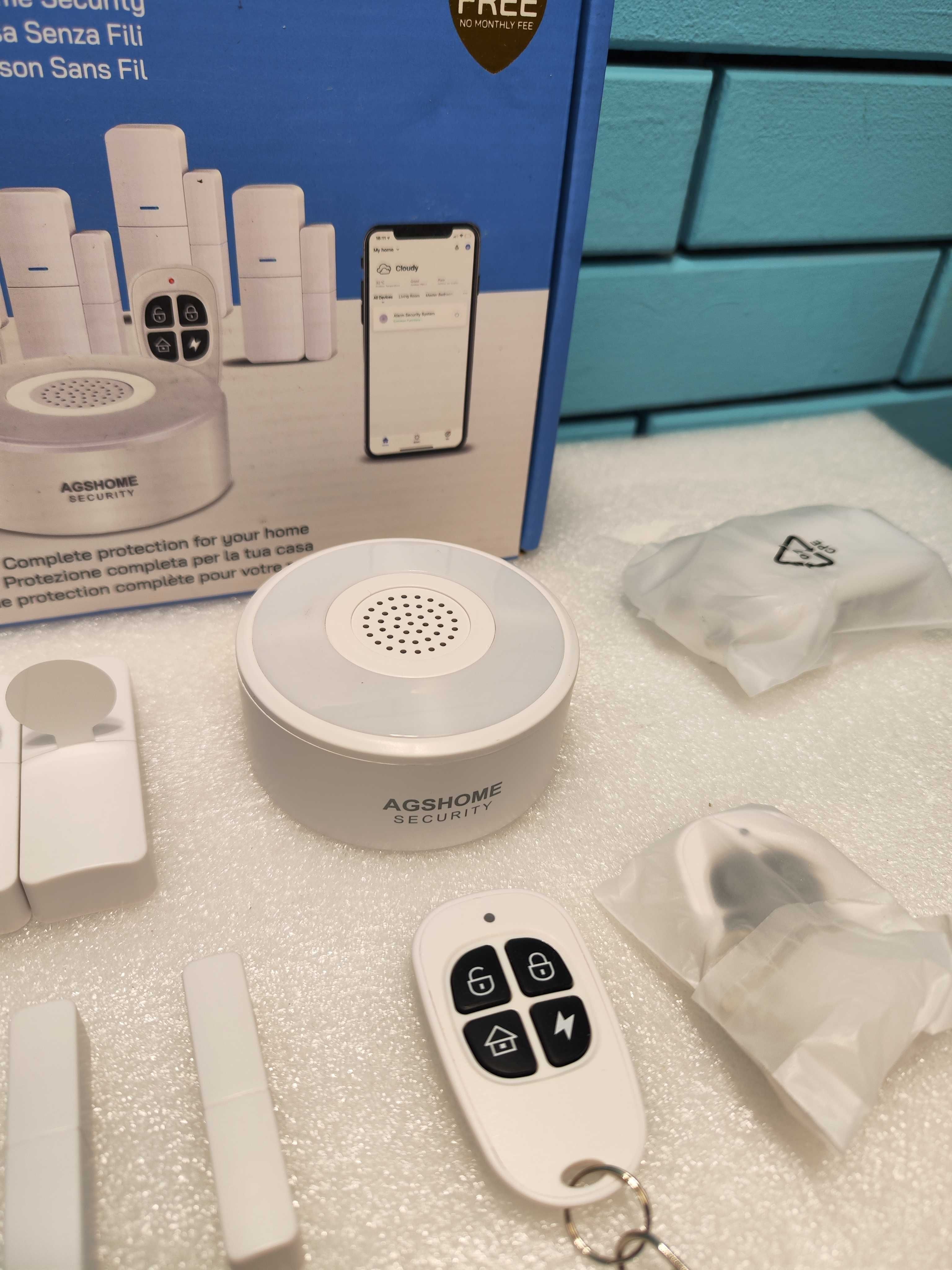 AGSHOME Безжична WiFi Алармена Система с 120dB Сирена и 5 Сензори