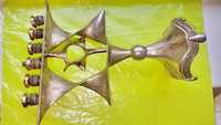 F142-Sfesnic tip Menora Israel Steaua lui David 6 brate bronz masiv.