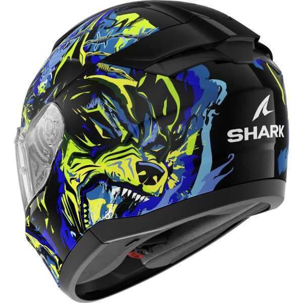 ТОП ЦЕНА Каска за мотор SHARK RIDILL2 RAGING BEAST  blue/Yellow ,очила