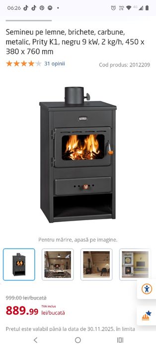 Șemineu pryti lemne