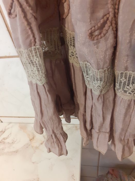 Fustă ampla roz pudră talie pe elastic