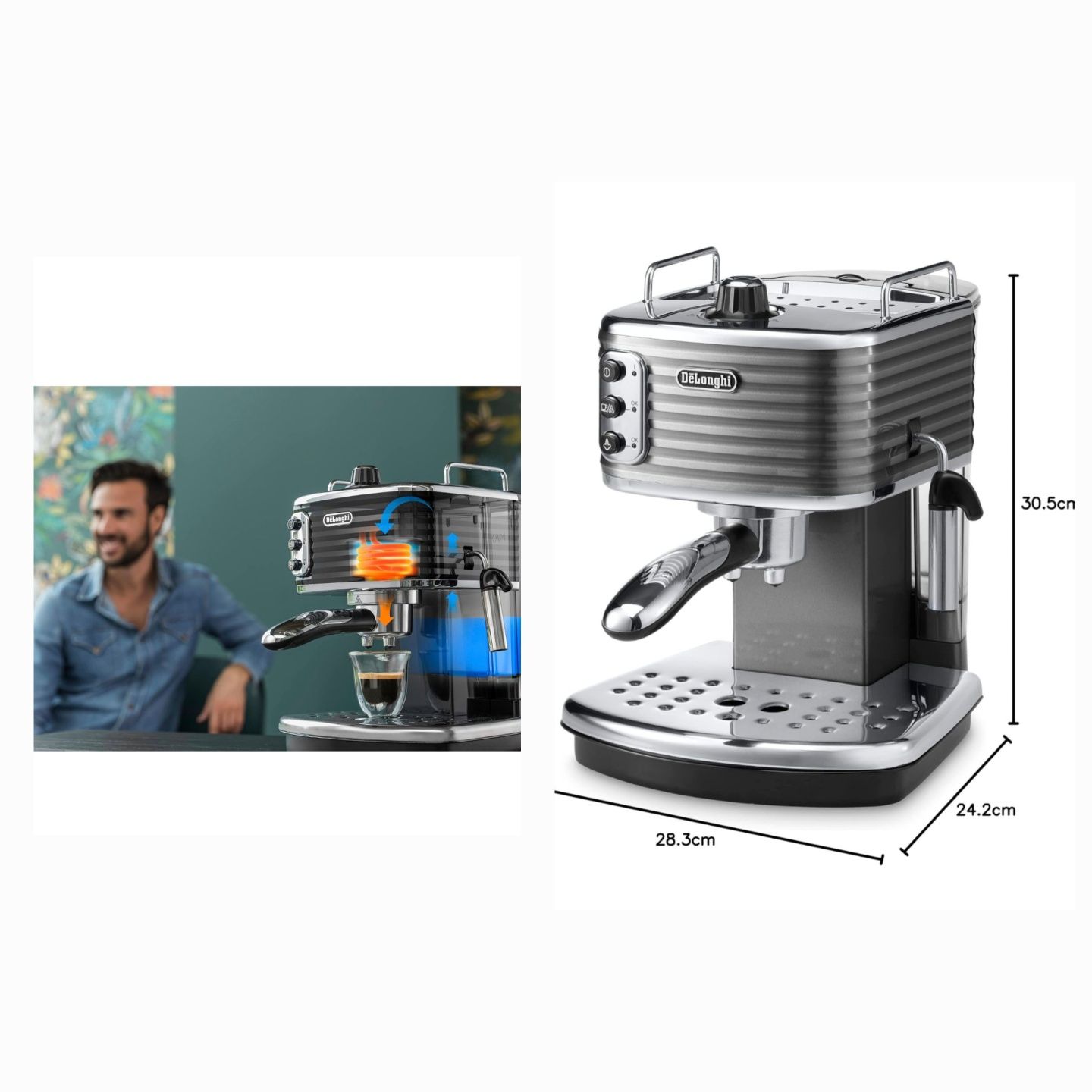 Кафемашна с ръкохватка De'Longhi SCULTURA ECZ351.GY, 1100w,3 цедки