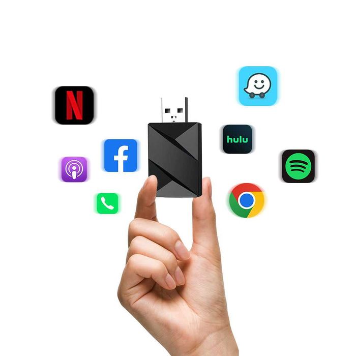 KM1 2 в 1 CarPlay и Android Auto безжичен адаптер, Apple и Android 11+