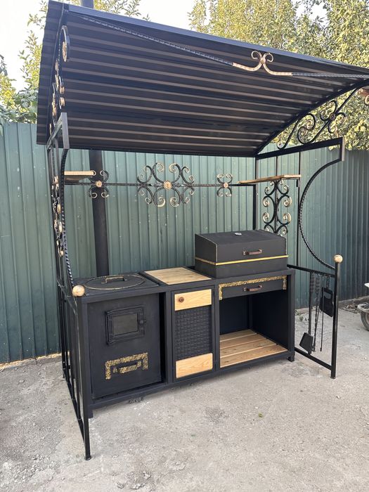 Мангал печь барбекю навес