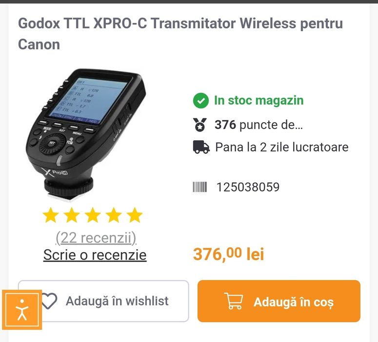 Blitz Godox TT350c, transmiter TTL-XPRO-C, [TT685ii - vandut]