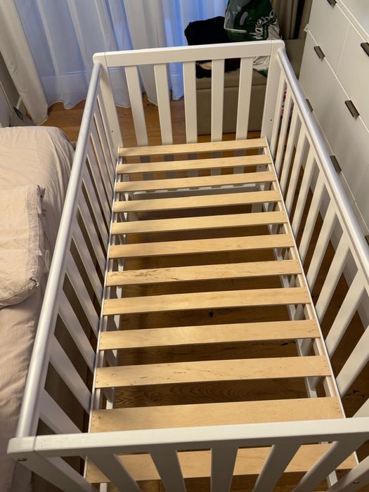 Patut copii lemn masiv si saltea 120×60 cm