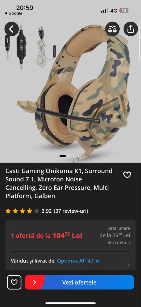 Casti gaming Onikuma K1