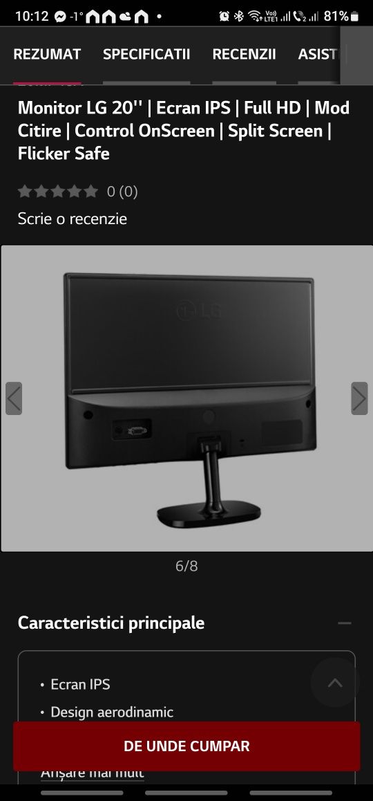 Monitor LED AH-IPS LG 19.5", Wide, HD,