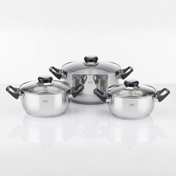 Модел / Код: MC1855;
Комплект: 6 части (3 съда + 3 капака);
Размери и