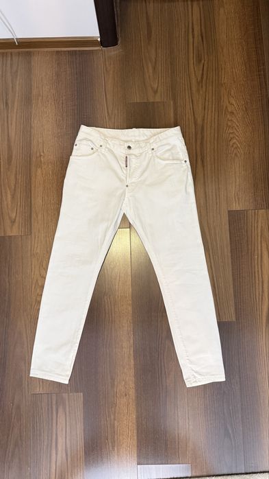 Blugi Dsquared2 albi White Bull, marimea 50
