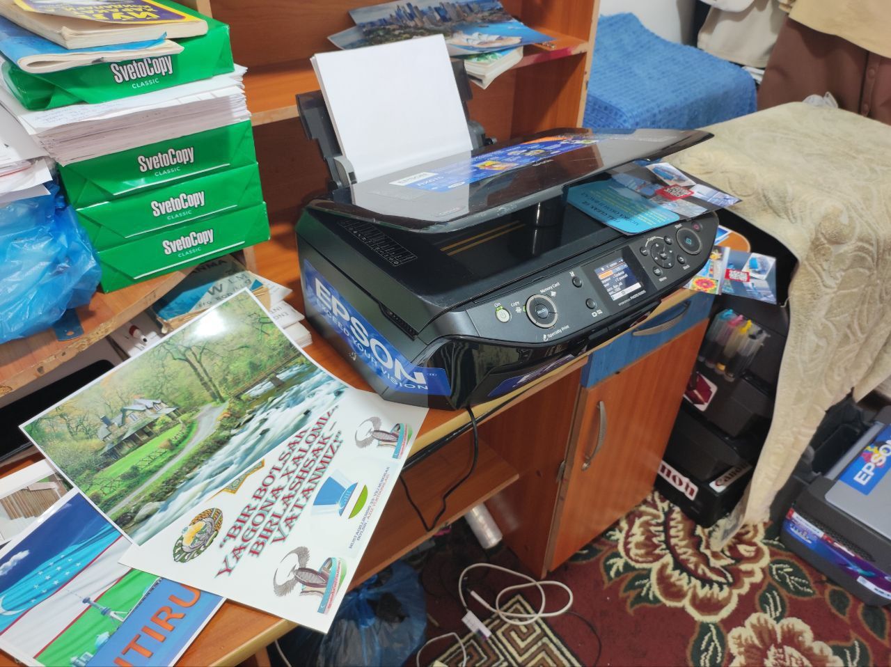 6 ta rangli Epson 615 dyuzi 100% kopiya skanerli 1200 chiqargan idilni