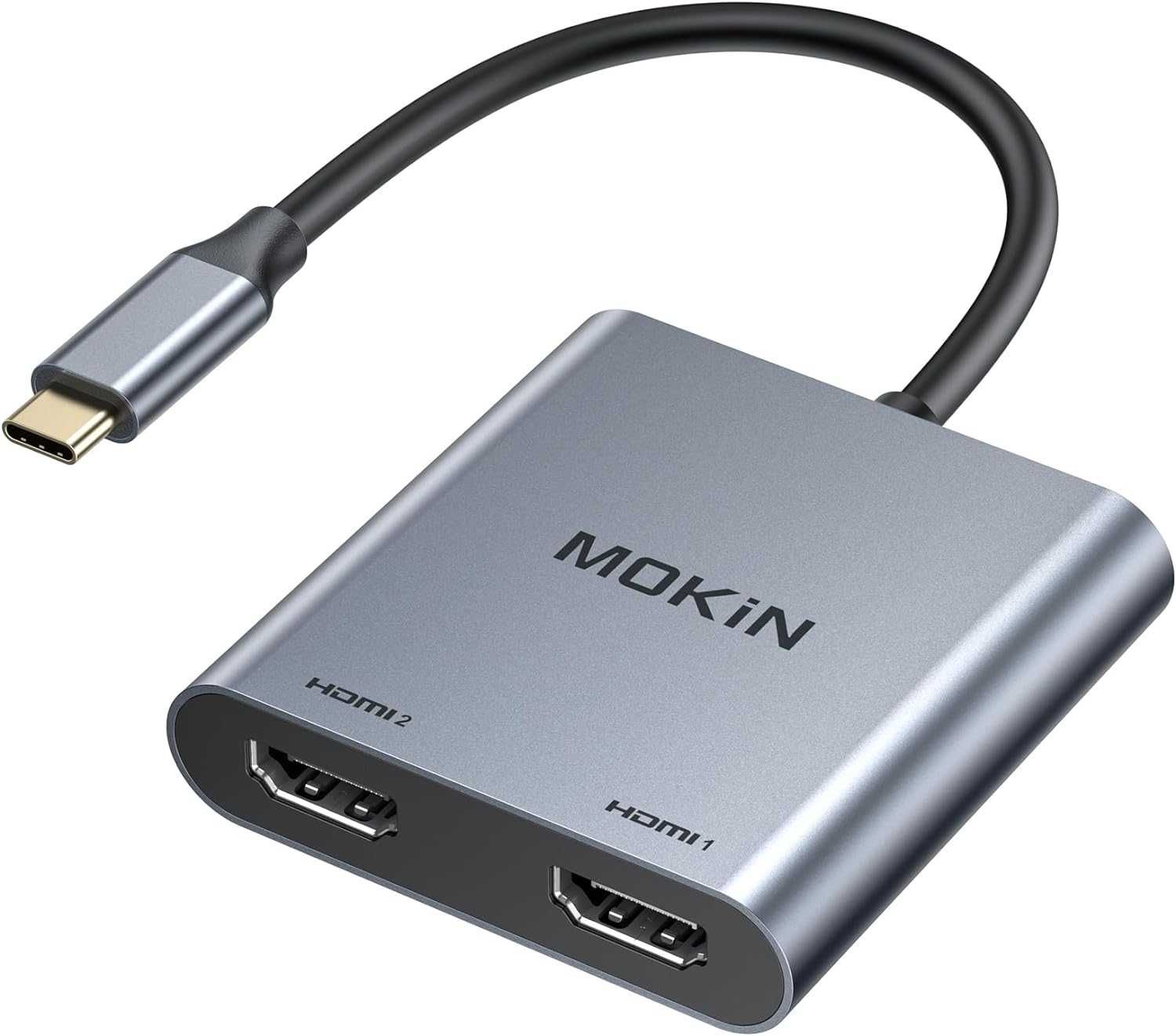 MOKiN USB C към двоен HDMI адаптер, 2 В 1 за монитор 4K/60Hz