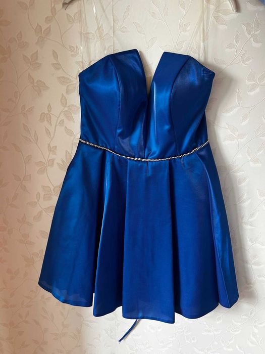 Къса,турско-синя официална рокля, подходяща и за бал