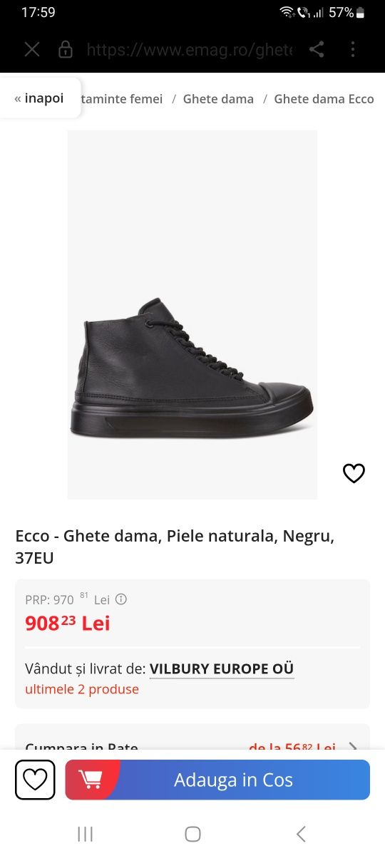 Ecco ghete dama piele