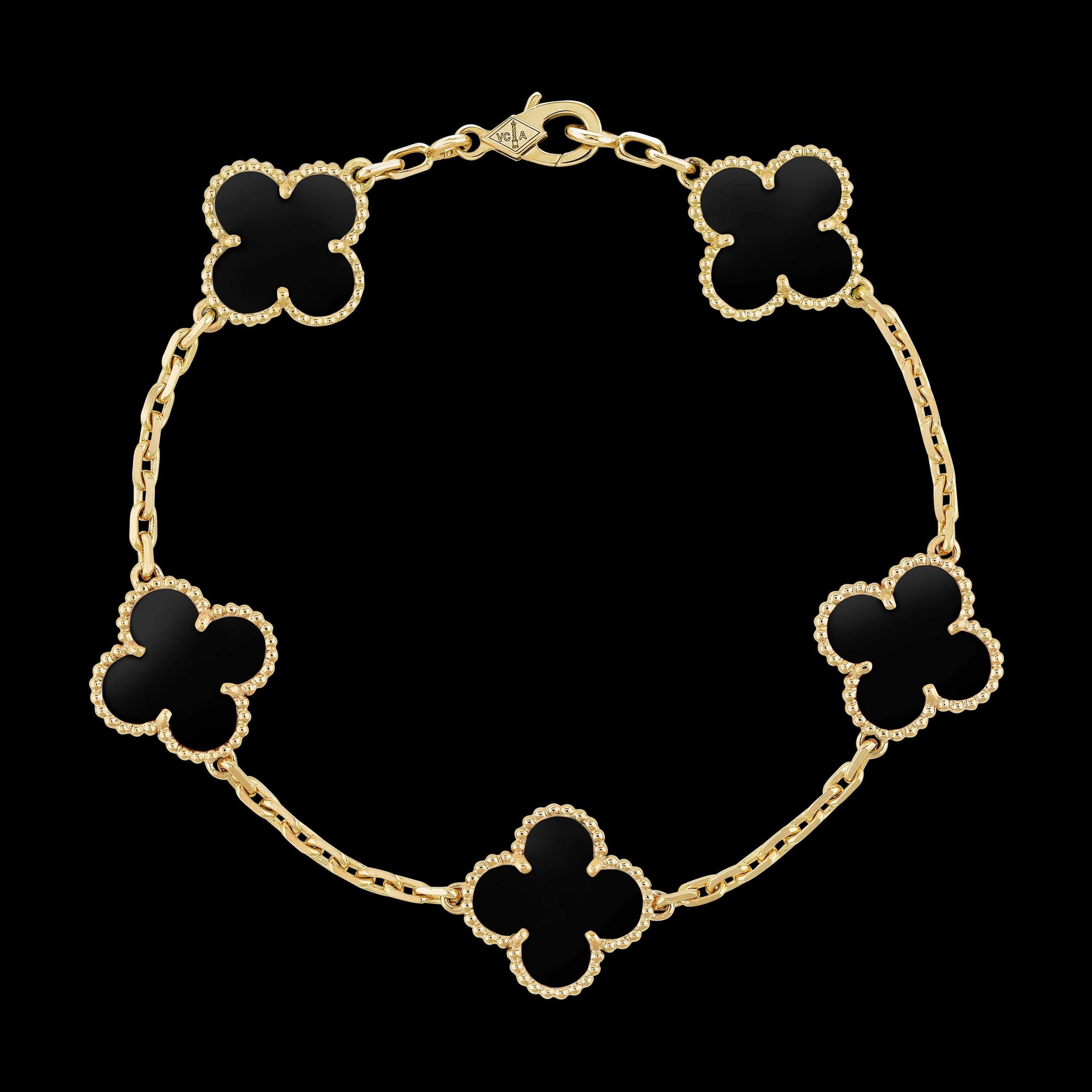 Van Cleef & Arpels VCA Black 5 Motifs Vintage Alhambra Дамска Гривна