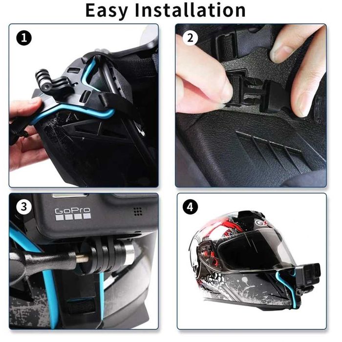 Suport casca moto camere de actiune GoPro Insta360 DJI Osmo Action